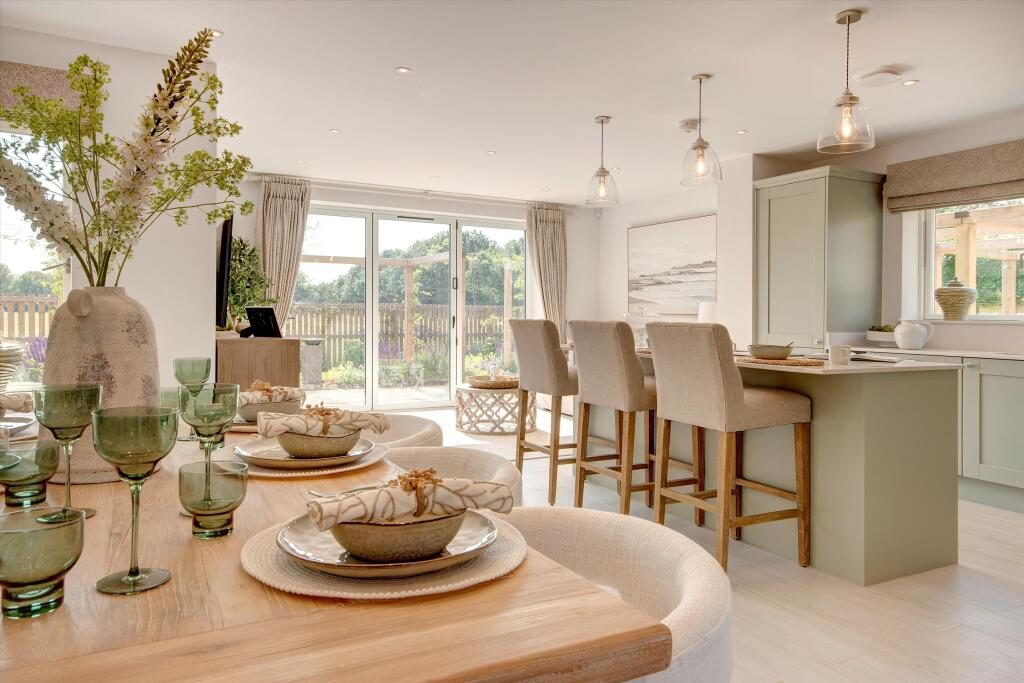 Estate agent listing photo of a kitchen and dining room used to create a property video